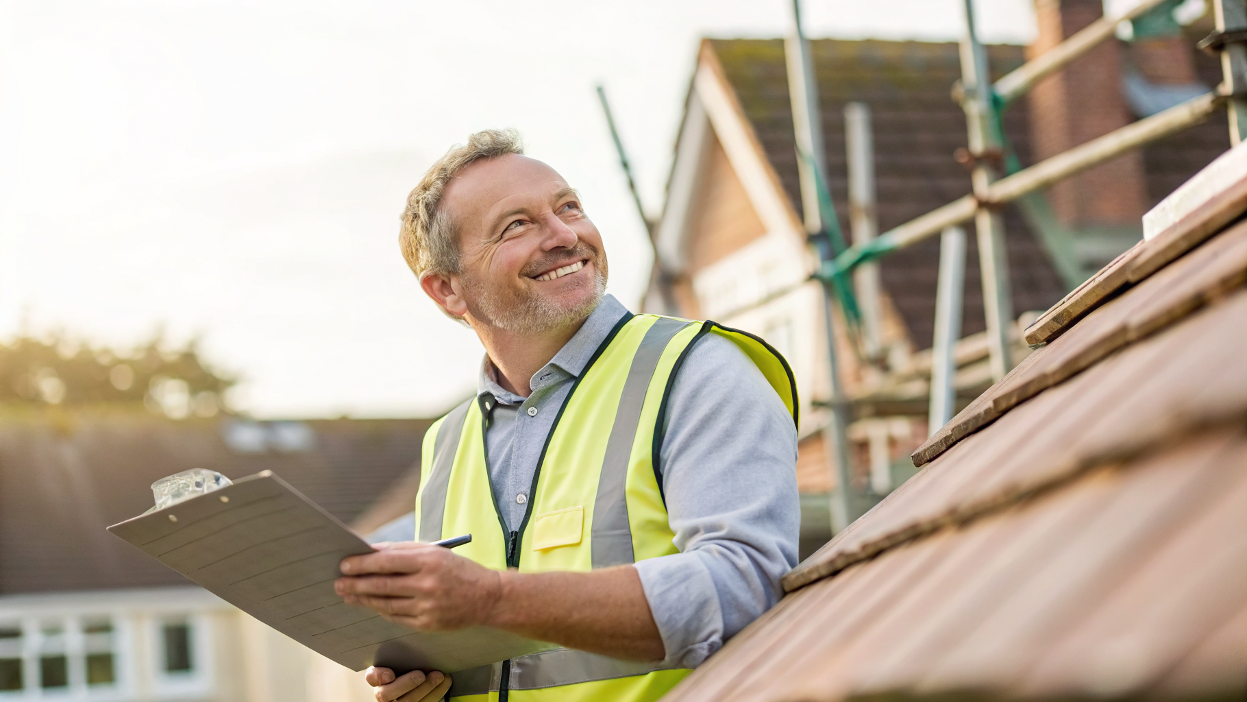 Smiling UK roofer